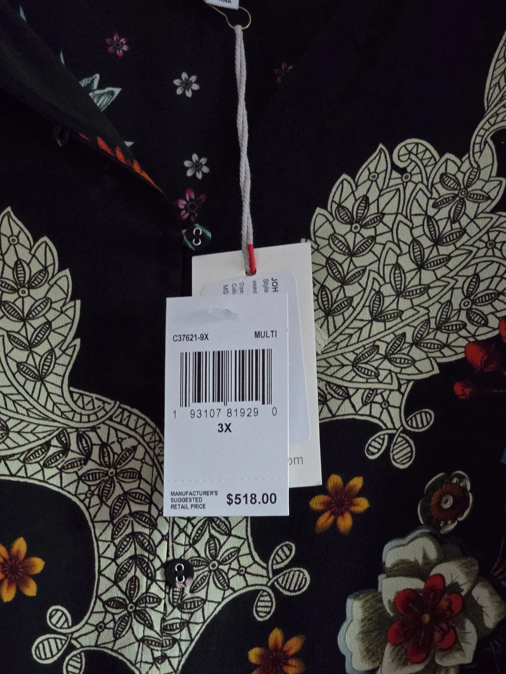 Johnny Was 3XLBoho Black Floral Printed Maxi Dress with Gold & Turquoise Accents - Picture 5 of 10